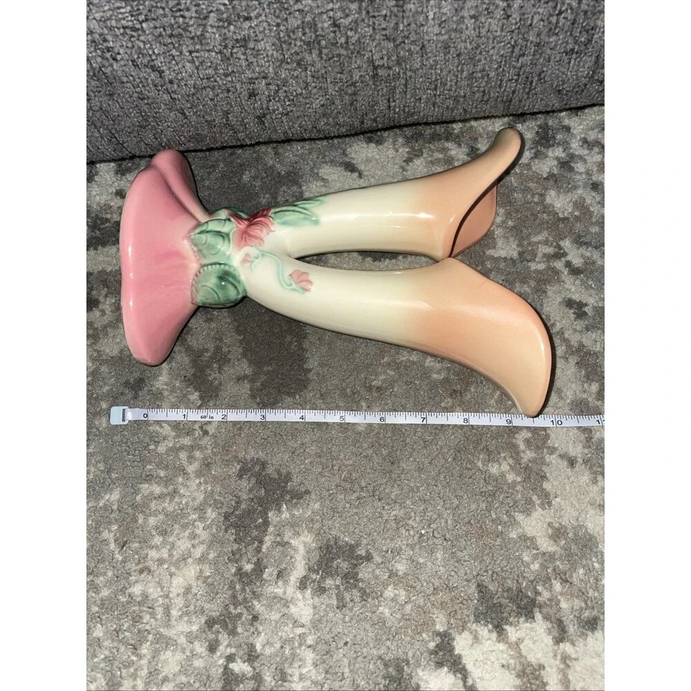 Vintage Hull Pottery W15 Double Vase Woodland Pink Floral 1940s Cottagecore